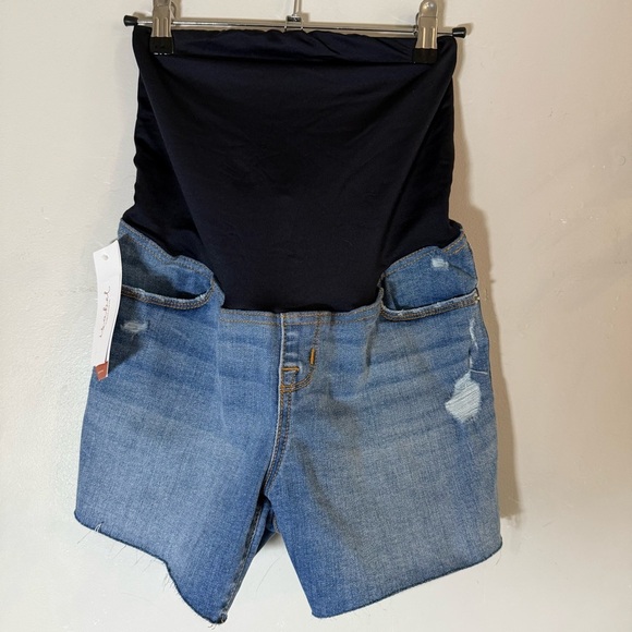 Isabel Maternity Midi Short Medium Wash Denim Shorts NEW NWT - Picture 1 of 6